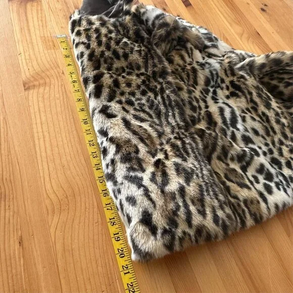 Express Coat Women S Y2K Vintage Leopard Faux Fur Jacket Glam Chic Statement - Picture 8 of 12